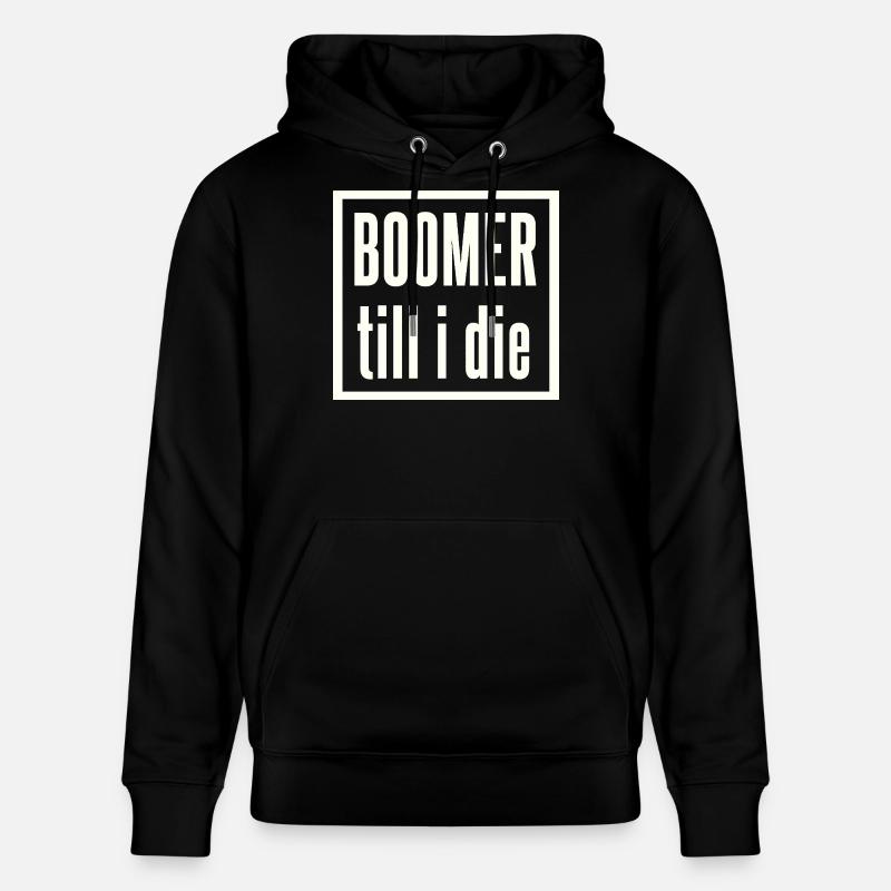 Lettrage Boomer jusqu’à la fin - Sweat à capuche bio CRUISER Stanley/Stella Unisexe - noir