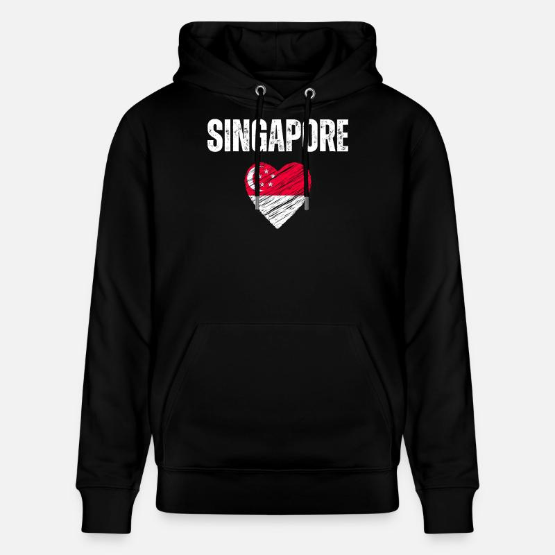 J’aime Singapour, le drapeau de Singapour - Sweat à capuche bio CRUISER Stanley/Stella Unisexe - noir