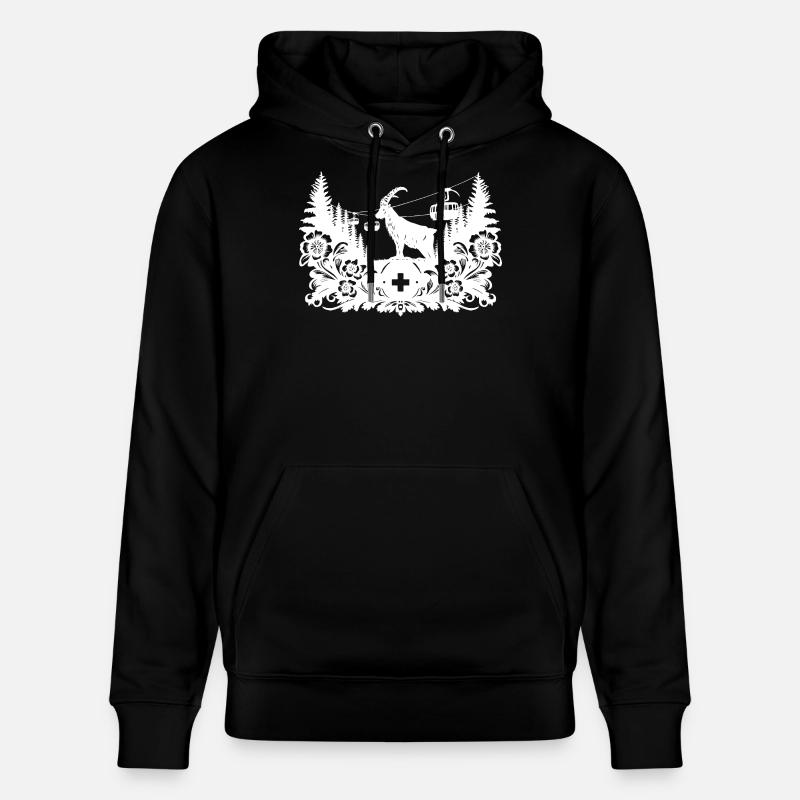 Steinbock_1_white_ - Stanley/Stella Unisex Bio-Hoodie CRUISER  - Schwarz