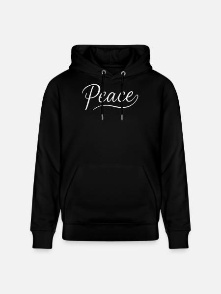 Peace Lettering Cursive Font - Stanley/Stella CRUISER Unisex Organic Hoodie - black