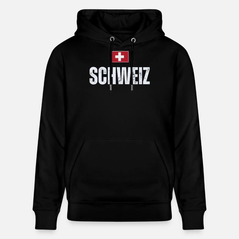 Schweizer Flagge, Schweizer Patriot - Stanley/Stella Unisex Bio-Hoodie CRUISER  - Schwarz