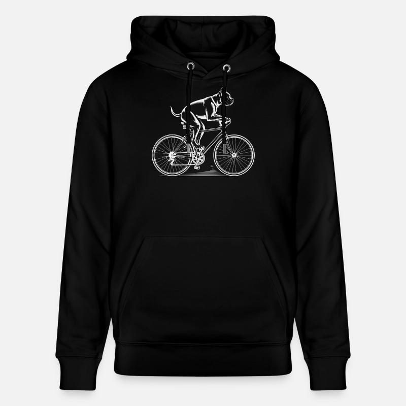 Chien Boxer conduisant un vélo - Sweat à capuche bio CRUISER Stanley/Stella Unisexe - noir