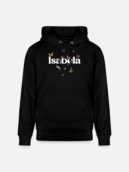 Schöner Mädchenname mit Schmetterlingen ISABELA - Stanley/Stella Unisex Bio-Hoodie CRUISER  - Schwarz