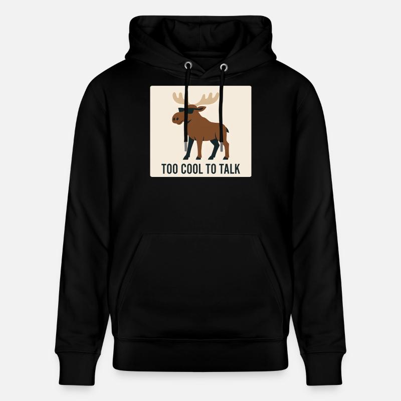 Cooler Elch mit Sonnenbrille und Text - Stanley/Stella Unisex Bio-Hoodie CRUISER  - Schwarz