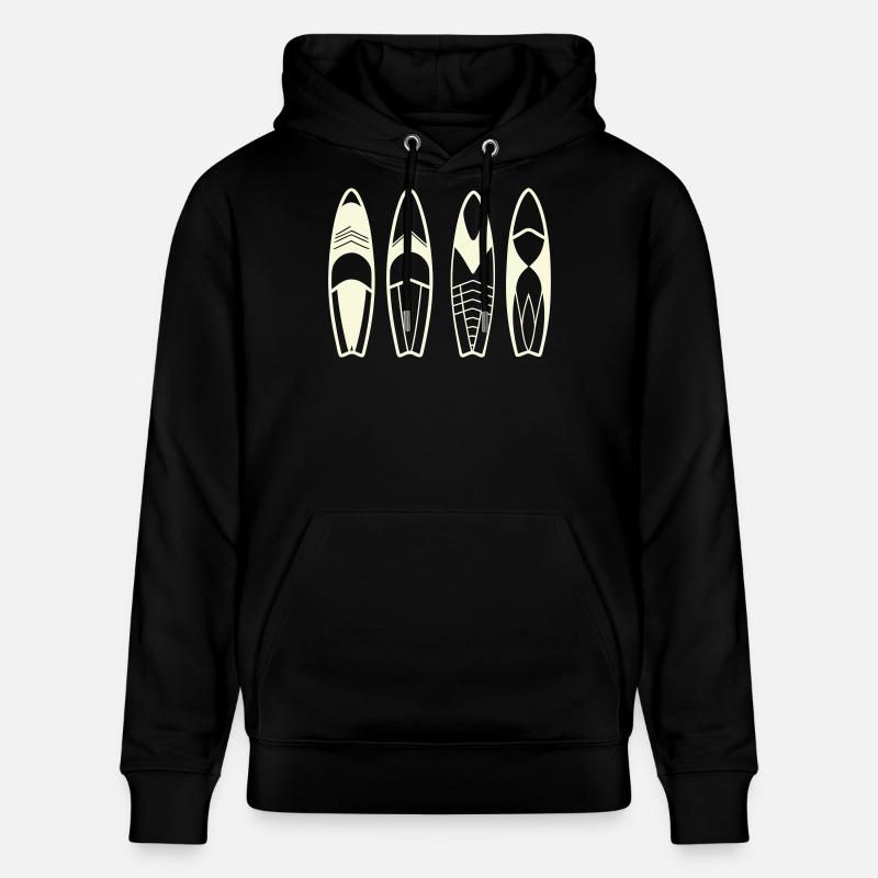 Minimalistische abstrakte Surfbretter - Stanley/Stella Unisex Bio-Hoodie CRUISER  - Schwarz