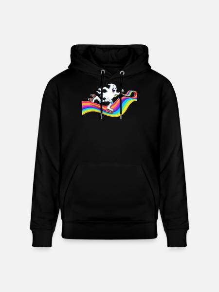 Ghost roller skating on rainbow rink - Stanley/Stella CRUISER Unisex Organic Hoodie - black