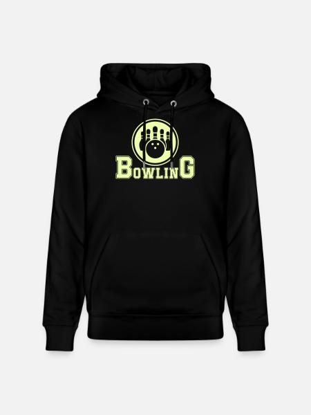 Retro Bowling Design in Neon Green - Stanley/Stella CRUISER Unisex Organic Hoodie - black
