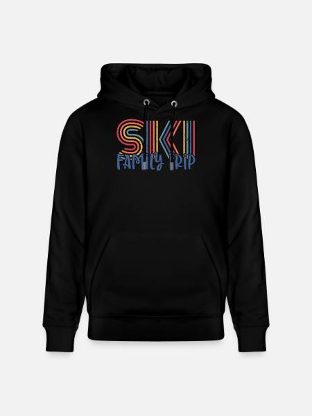 Colourful Family Ski Trip Design - Stanley/Stella CRUISER Unisex Organic Hoodie - black