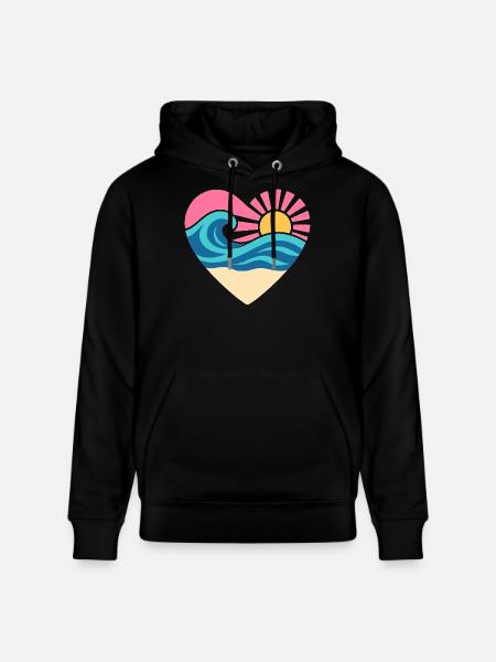 Summer Heart – Wave & Sunset - Stanley/Stella CRUISER Unisex Organic Hoodie - black