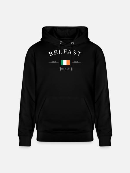 Belfast, Irlanda del Norte: recuerdo y regalo navideño - Sudadera con capucha ecológica unisex CRUISER de Stanley/Stella - negro
