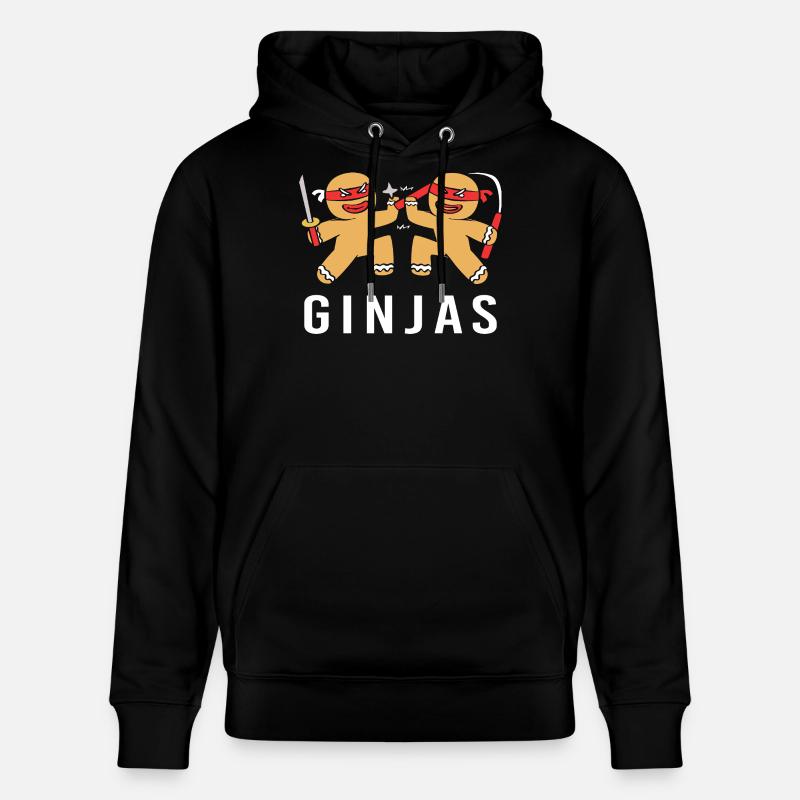 Lebkuchen Weihnachten Ninja Lebkuchenmann - Stanley/Stella Unisex Bio-Hoodie CRUISER - Schwarz