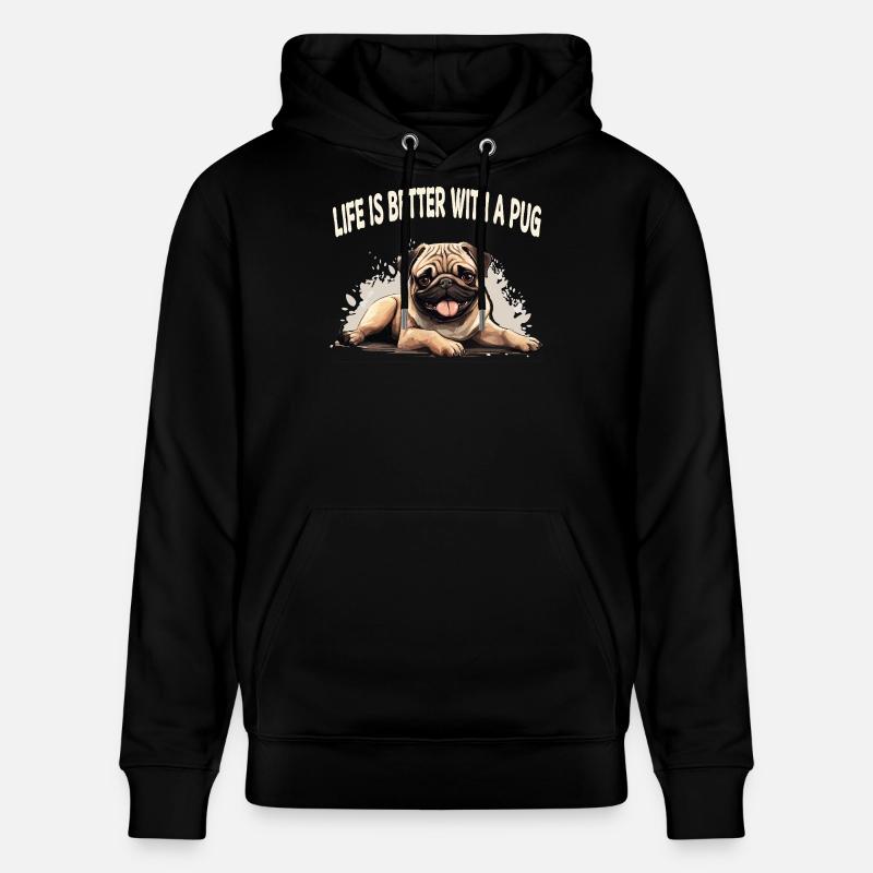 Life is better with a pug - Stanley/Stella Unisex Bio-Hoodie CRUISER - Schwarz