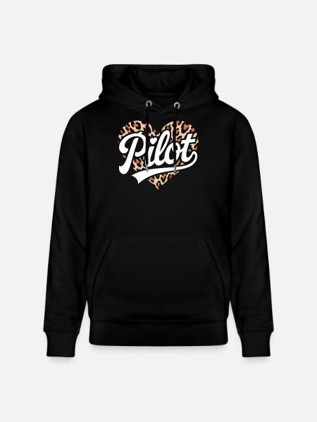 Leopardendesign mit Herz für Pilotinnen - Stanley/Stella Unisex Bio-Hoodie CRUISER - Schwarz