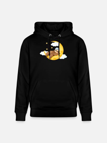 Sloth on the Moon - Stanley/Stella CRUISER Unisex Organic Hoodie - black