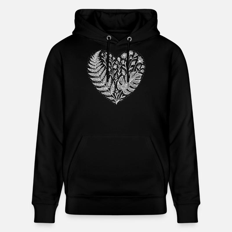 Coeur de feuillage tropical - Sweat à capuche bio CRUISER Stanley/Stella Unisexe - noir