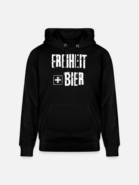 FREEDOM + BEER GRUNGE ROCK GRAFFITI DESIGN - Stanley/Stella CRUISER Unisex Organic Hoodie - black