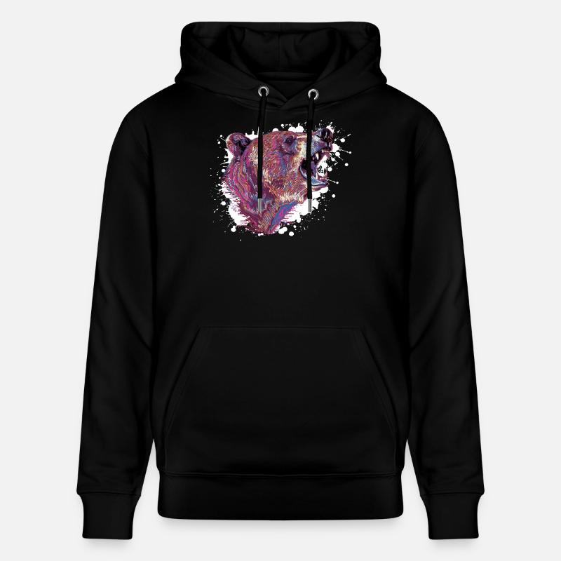 Neon-Splash Bärenkopf - Stanley/Stella Unisex Bio-Hoodie CRUISER  - Schwarz