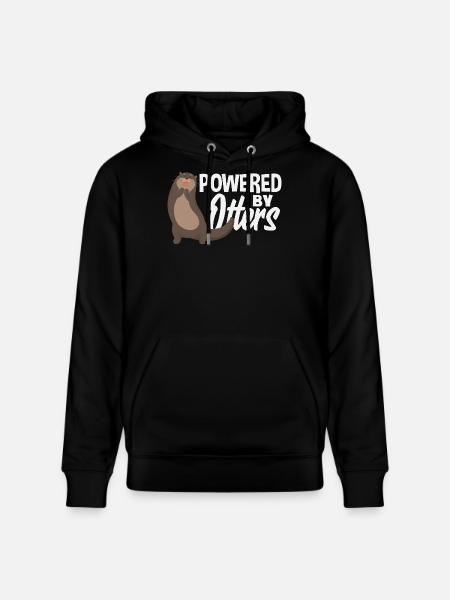 Powered by Sea Otter Cartoon - Stanley/Stella CRUISER Unisex Organic Hoodie - black