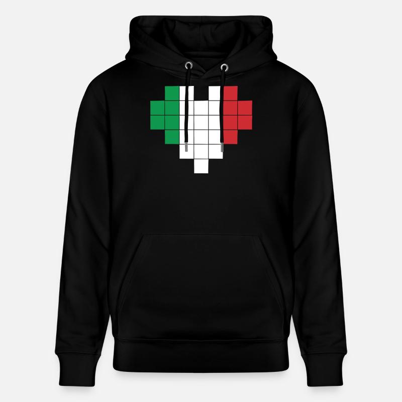 Pixel Heart Drapeau de l’Italie - Sweat à capuche bio CRUISER Stanley/Stella Unisexe - noir