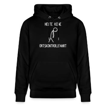 Heute keine Ortskontrollfahrt OKF - Stanley/Stella Unisex Bio-Hoodie CRUISER  - Schwarz - Vorne - Alina (178cm) & Michal (187cm)