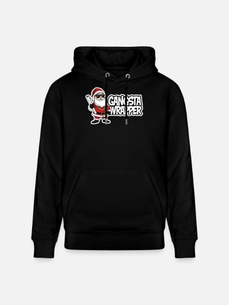 Gangsta Wrapper Santa Christmas Design - Stanley/Stella CRUISER Unisex Organic Hoodie - black