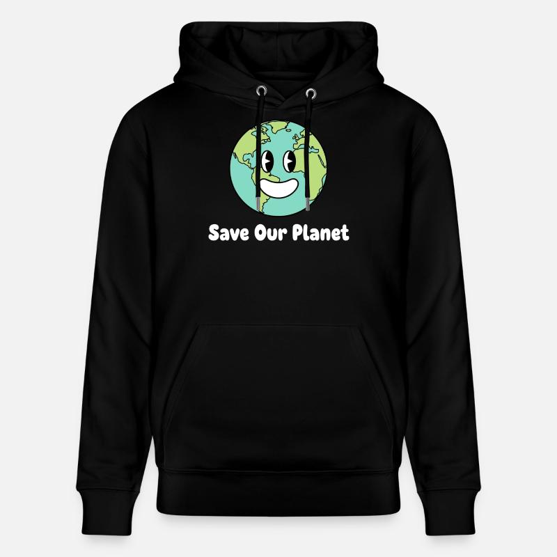 Lächelnde Erde Save Our Planet - Stanley/Stella Unisex Bio-Hoodie CRUISER  - Schwarz