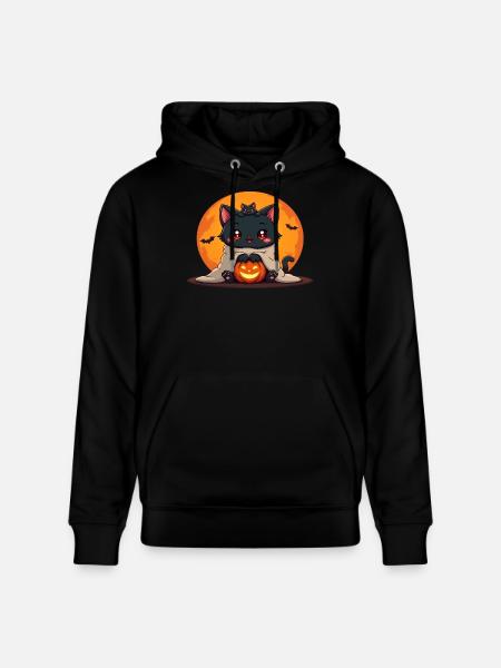 Halloween Cat with Halloween Pumpkin - Stanley/Stella CRUISER Unisex Organic Hoodie - black