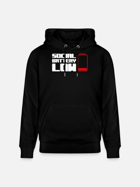 Geek Low Social Battery - Stanley/Stella CRUISER Unisex Organic Hoodie - black