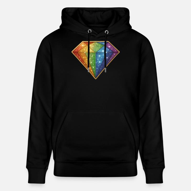 Regnbueglitterdiamant - Stanley/Stella CRUISER økologisk unisex-hettegenser - svart