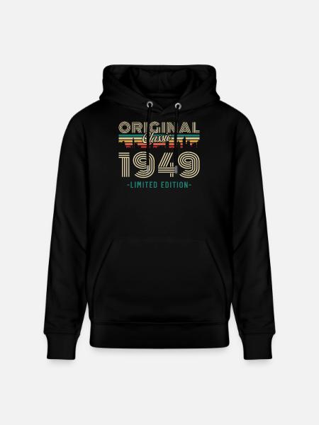 1949 Vintage Retro fødselsdagsgave - Stanley/Stella CRUISER økologisk unisex-hoodie - sort