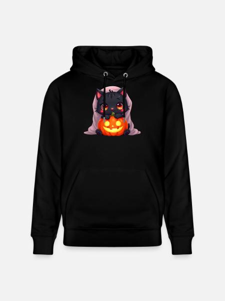 Halloween Cat with Halloween Pumpkin - Stanley/Stella CRUISER Unisex Organic Hoodie - black