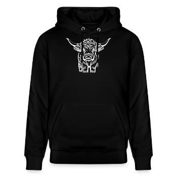 Schottisches Hochlandrind Geschenk - Stanley/Stella Unisex Bio-Hoodie CRUISER  - Schwarz - Vorne - Alina (178cm) & Michal (187cm)