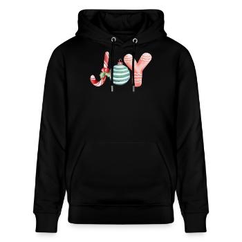 Joy Christmas Scripture Ornament - Stanley/Stella CRUISER Unisex Organic Hoodie - black - Front - Alina (178cm) & Michal (187cm)