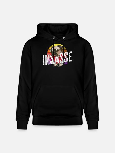 Inmate Retro Pug Funny Carnival Helau - Stanley/Stella CRUISER Unisex Organic Hoodie - black