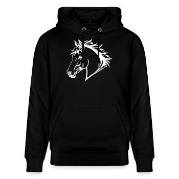 Cheval Blanc Cheval Blanc Tête de Cheval Cadeau - Sweat à capuche bio CRUISER Stanley/Stella Unisexe - noir - Devant - Alina (178cm) & Michal (187cm)