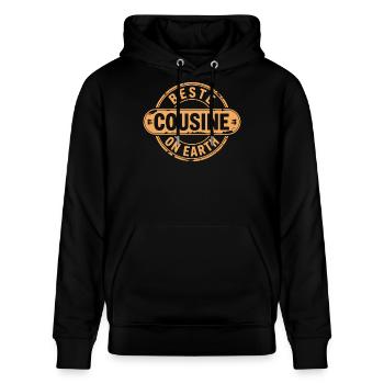 Beste Cousine - Stanley/Stella Unisex Bio-Hoodie CRUISER  - Schwarz - Vorne - Alina (178cm) & Michal (187cm)