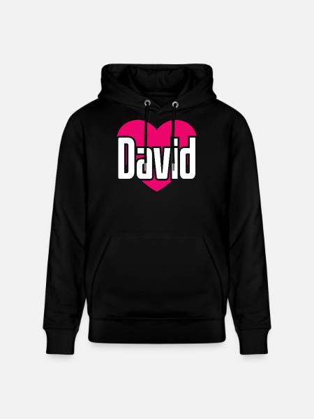 J’aime David Coeur rose J’aime David - Sweat à capuche bio CRUISER Stanley/Stella Unisexe - noir
