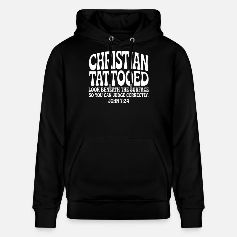 Christian Tattooed Look Beneath Surface - Stanley/Stella CRUISER Unisex Organic Hoodie - black