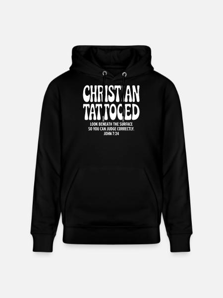 Christian Tattooed Verse Typography - Stanley/Stella CRUISER Unisex Organic Hoodie - black