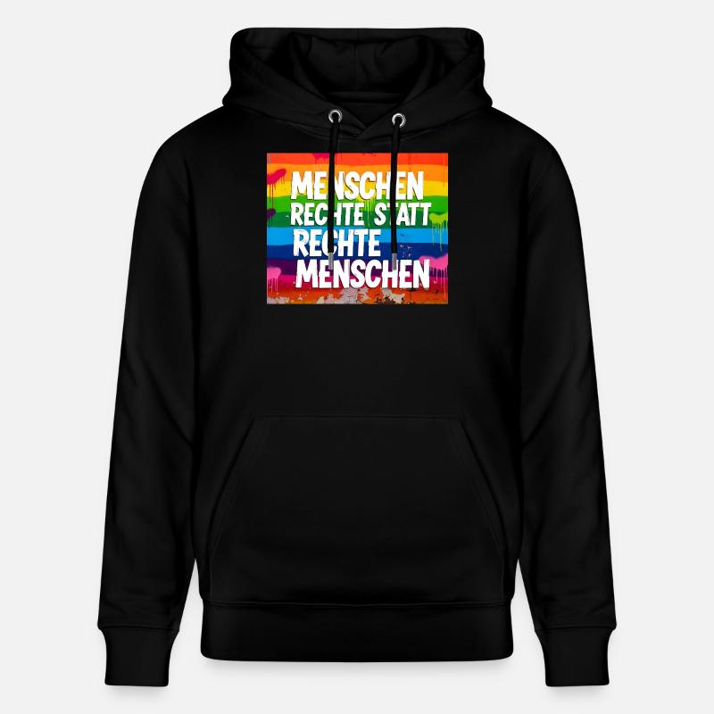 Menschenrechte statt rechte Menschen Statement - Stanley/Stella Unisex Bio-Hoodie CRUISER  - Schwarz