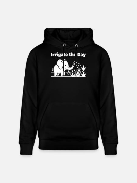 Irrigate the Day: Elephant Watering - Stanley/Stella CRUISER Unisex Organic Hoodie - black