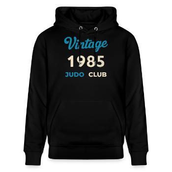 Vintage 1985 Judo Club Retro Geburtsjahr Geschenk - Stanley/Stella Unisex Bio-Hoodie CRUISER  - Schwarz - Vorne - Alina (178cm) & Michal (187cm)