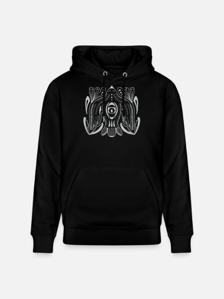 Mandala style eye with tentacle tendrils - Stanley/Stella CRUISER Unisex Organic Hoodie - black