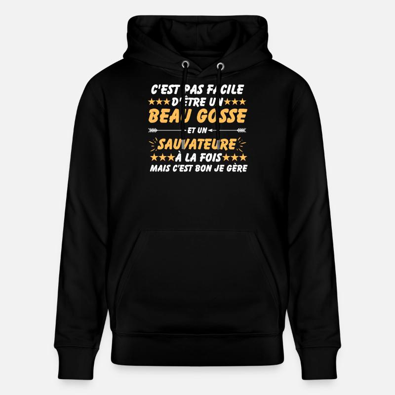 Beau Gosse Sauveteur Humour - Sweat à capuche bio CRUISER Stanley/Stella Unisexe - noir