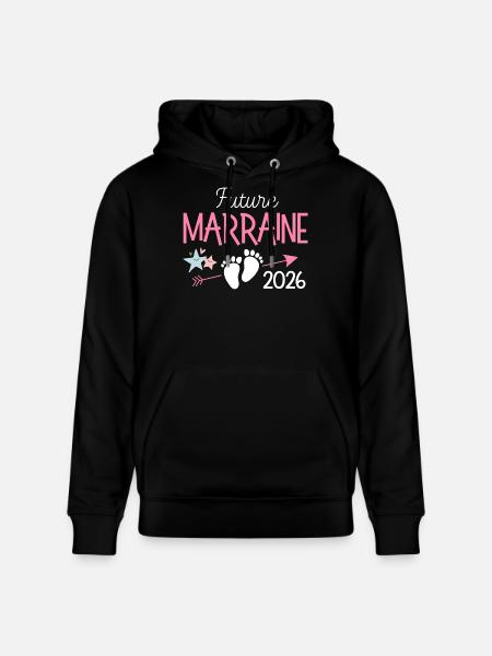 Future Marraine 2026 Annonce de Grossesse - Sweat à capuche bio CRUISER Stanley/Stella Unisexe - noir