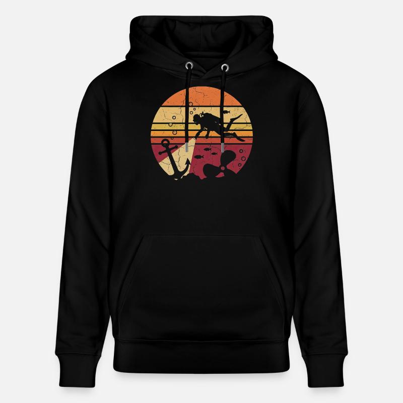 Diver Retro Sunset - Ancre & Naufrage - Sweat à capuche bio CRUISER Stanley/Stella Unisexe - noir