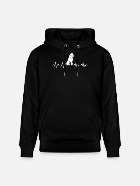 Poodle ECG Heartbeat - Stanley/Stella CRUISER Unisex Organic Hoodie - black