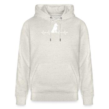 Pudel EKG Herzschlag - Stanley/Stella Unisex Bio-Hoodie CRUISER  - Beige meliert - Vorne - Alina (178cm) & Michal (187cm)