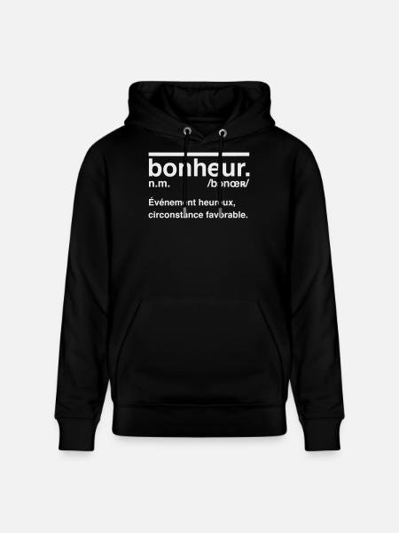 Happiness Dictionary Style Definition - Stanley/Stella CRUISER Unisex Organic Hoodie - black