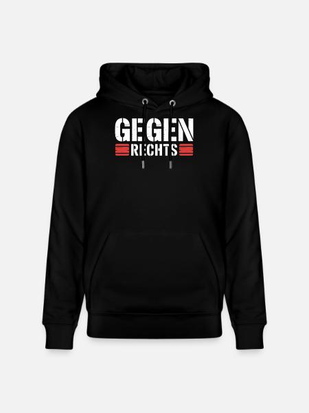 Against the Right - Funny Antifa Slogan - Stanley/Stella CRUISER Unisex Organic Hoodie - black